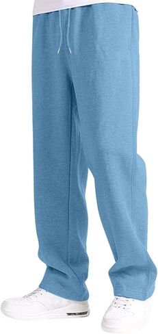 بنطلون رياضي الفتى الفضفاضة مريحة الصوف السراويل غير الرسمية الخصر المرن على مستقيم الساق مفتوحة أسفل السراويل الجيوب الرياضية الجيوب الرياضية in Kuwait