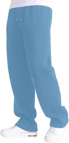 بنطلون رياضي الفتى الفضفاضة مريحة الصوف السراويل غير الرسمية الخصر المرن على مستقيم الساق مفتوحة أسفل السراويل الجيوب الرياضية الجيوب الرياضية in Kuwait