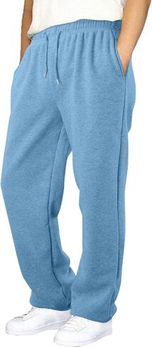 بنطلون رياضي الفتى الفضفاضة مريحة الصوف السراويل غير الرسمية الخصر المرن على مستقيم الساق مفتوحة أسفل السراويل الجيوب الرياضية الجيوب الرياضية in Kuwait