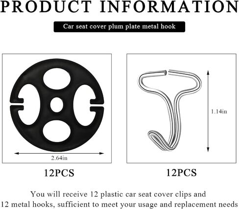 24 PCS Car Seat Cover Plum Plate Metal Hooks, Plastic Cover Chucks & Metal Hooks Locking Clip, Plum Card Fixed Fastener Buckle Replacement for Car Seat Cushions Fixing in Saudi Arabia