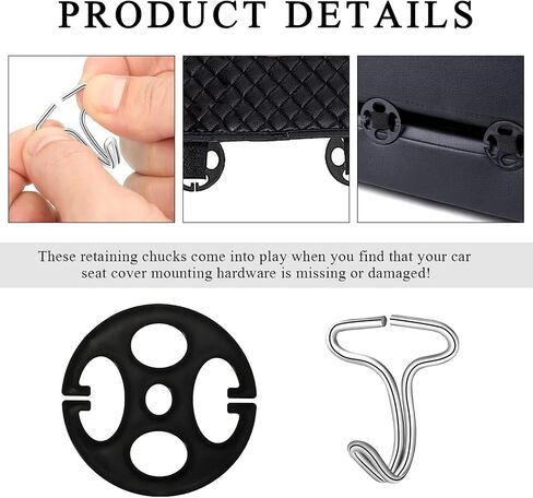 24 PCS Car Seat Cover Plum Plate Metal Hooks, Plastic Cover Chucks & Metal Hooks Locking Clip, Plum Card Fixed Fastener Buckle Replacement for Car Seat Cushions Fixing in Saudi Arabia