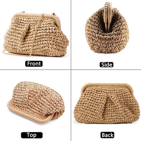 محافظ Geelyda Straw Clutch للنساء السحابة الزلابية حقيبة Crossbody Crossder Counter Counter Beach Beach Beach Bag in Kuwait