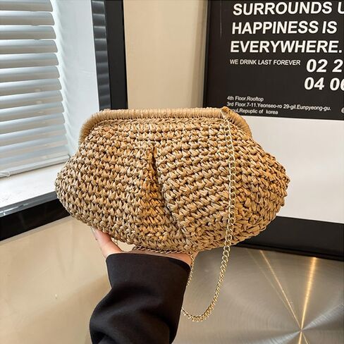 محافظ Geelyda Straw Clutch للنساء السحابة الزلابية حقيبة Crossbody Crossder Counter Counter Beach Beach Beach Bag in Kuwait