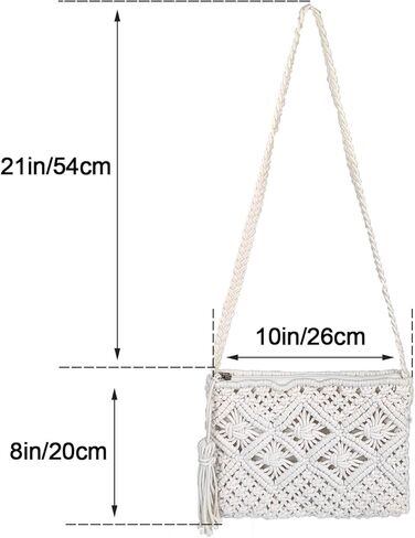حقيبة يد بوهو كروسودي ، حقيبة كتف حبل القطن المنسوج يدويًا ، أكياس شاطئ الصيف للأكياس للنساء in Kuwait