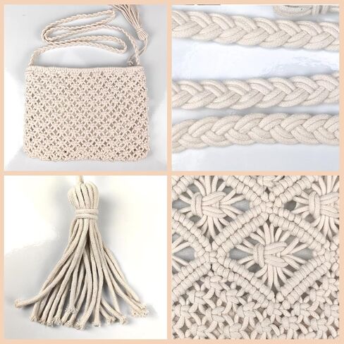 حقيبة يد بوهو كروسودي ، حقيبة كتف حبل القطن المنسوج يدويًا ، أكياس شاطئ الصيف للأكياس للنساء in Kuwait