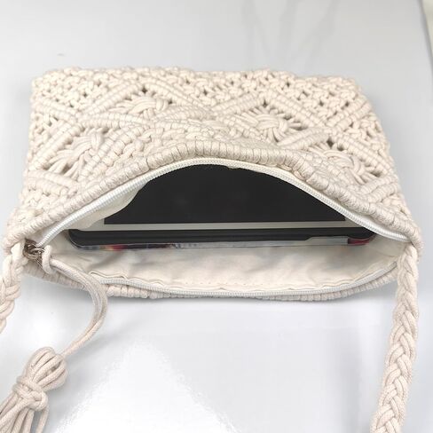 حقيبة يد بوهو كروسودي ، حقيبة كتف حبل القطن المنسوج يدويًا ، أكياس شاطئ الصيف للأكياس للنساء in Kuwait