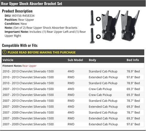 Rear Upper Shock Absorber Bracket Set of 2 - Compatible with 2007-2013 Chevy Silverado 1500 in Saudi Arabia