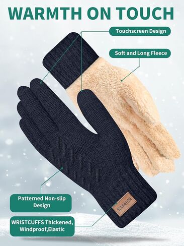 Winter Gloves for Women Men With Fleece Lining Knit Stretchy Touch Screen Thermal Warm Gloves for Cold Weather in Saudi Arabia