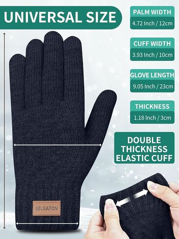 Winter Gloves for Women Men With Fleece Lining Knit Stretchy Touch Screen Thermal Warm Gloves for Cold Weather in Saudi Arabia