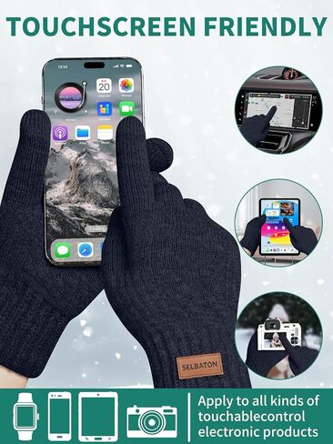 Winter Gloves for Women Men With Fleece Lining Knit Stretchy Touch Screen Thermal Warm Gloves for Cold Weather in Saudi Arabia