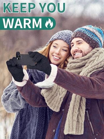 Winter Gloves for Women Men With Fleece Lining Knit Stretchy Touch Screen Thermal Warm Gloves for Cold Weather in Saudi Arabia