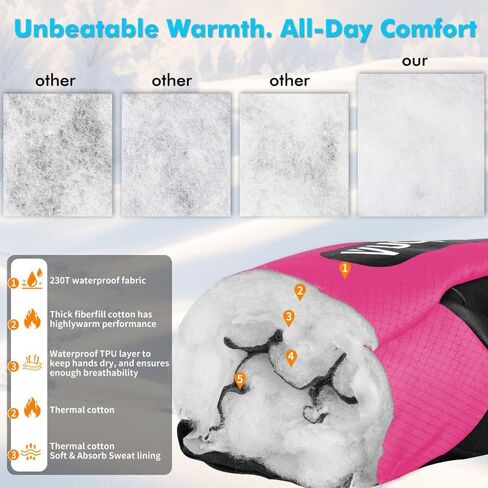 andake Winter Ski Mittens for Men Women - قفازات ثلجية مقاومة للماء ومعزولة ، قفازات الطقس البارد الدافئة للتزلج ، التزلج على الجليد in Kuwait