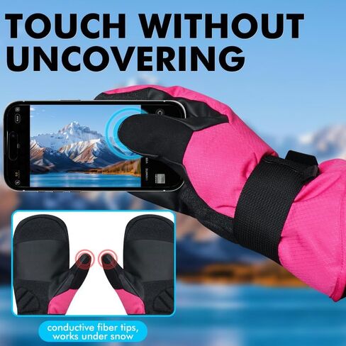 andake Winter Ski Mittens for Men Women - قفازات ثلجية مقاومة للماء ومعزولة ، قفازات الطقس البارد الدافئة للتزلج ، التزلج على الجليد in Kuwait