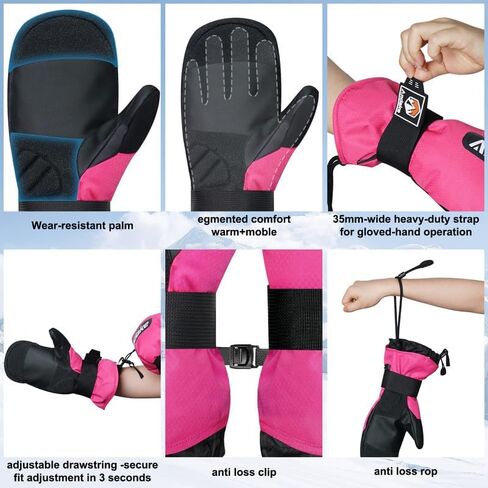 andake Winter Ski Mittens for Men Women - قفازات ثلجية مقاومة للماء ومعزولة ، قفازات الطقس البارد الدافئة للتزلج ، التزلج على الجليد in Kuwait