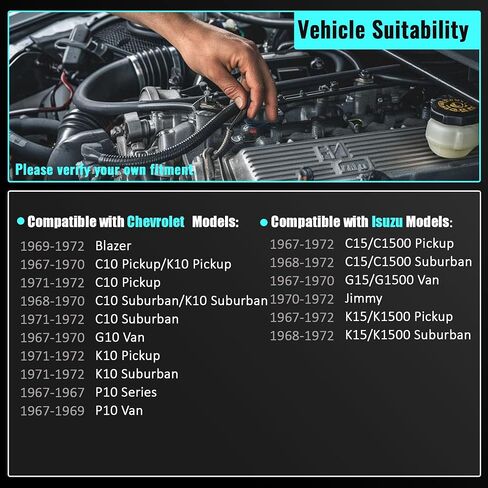 PartsFlow Power Brake Booster Compatible with Chevrolet C10 K10 Pickup 67-72 C10 K10 Suburban 68-72 Blazer P10 For GMC G15 G1500 Van 67-70 K15 K1500 Pickup Jimmy 54-73709 in Saudi Arabia