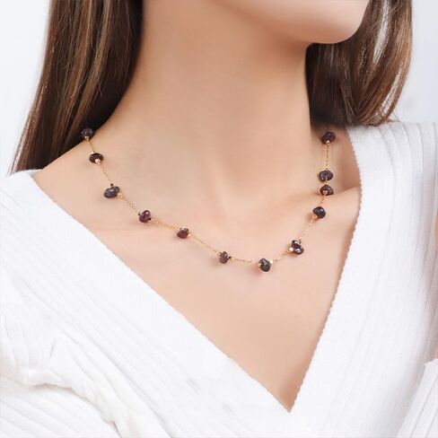 قلادة أنيقة مطلية بالذهب عيار 14 قيراط، مصنوعة يدويًا من خرز الشاطئ الكريستالي، سلسلة مجوهرات، سلسلة ذهبية قابلة للتعديل، قلادة أنيقة أنيقة، هدية مجوهرات للنساء والفتيات in Kuwait