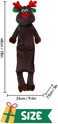 AFP MerryTough Buddy Reindeer - Christmas Dog Toy with Squeaker, Interactive Durable Plush Chew Toy for Small, Middle, Large Dogs, Ideal for Fetch, Teeth Cleaning, and Boredom Reduction in Saudi Arabia