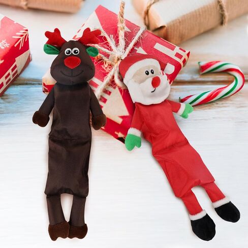 AFP MerryTough Buddy Reindeer - Christmas Dog Toy with Squeaker, Interactive Durable Plush Chew Toy for Small, Middle, Large Dogs, Ideal for Fetch, Teeth Cleaning, and Boredom Reduction in Saudi Arabia