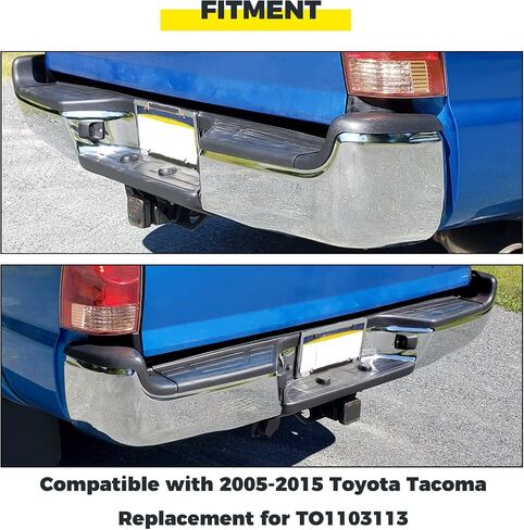 ECOTRIC Rear Step Bumper Steel Compatible with 2005-2015 Toyota Tacoma Replacement for TO1103114 Fleetside Styleside Rear Bumper with Reinforcement Bar/License Light/Center Top Pad/End Bracket in Saudi Arabia