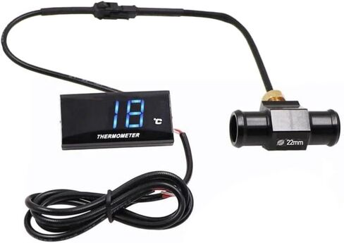 Motorcycle Digital Thermometer, DC 12V Water Temperature Meter Gauge with 18/22mm Sensor Adapter and LED Display, Digital Hygrometer Humidity Temperature Meter(22mm) in Saudi Arabia