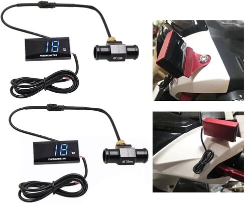 مقياس حرارة دراجة نارية الرقمية ، مقياس متر درجة حرارة الماء DC 12V مع محول مستشعر 18/22 مم وعرض LED ، مقياس درجة حرارة الرطوبة الرقمية (22 مم) in Kuwait