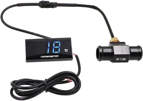 مقياس حرارة دراجة نارية الرقمية ، مقياس متر درجة حرارة الماء DC 12V مع محول مستشعر 18/22 مم وعرض LED ، مقياس درجة حرارة الرطوبة الرقمية (22 مم) in Kuwait
