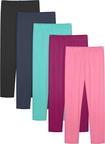 Resinta 5 Pack Girls Cotton Leggings Warm Stretch Soft Tight Pants Assorted Everyday Pull On Leggings for Kids Multipack in Saudi Arabia