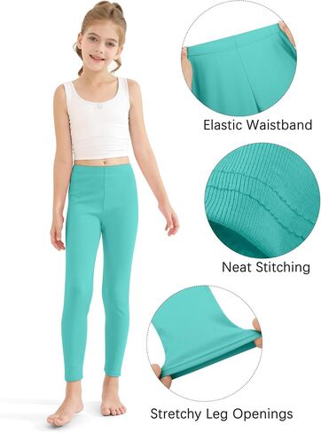 Resinta 5 Pack Girls Cotton Leggings Warm Stretch Soft Tight Pants Assorted Everyday Pull On Leggings for Kids Multipack in Saudi Arabia