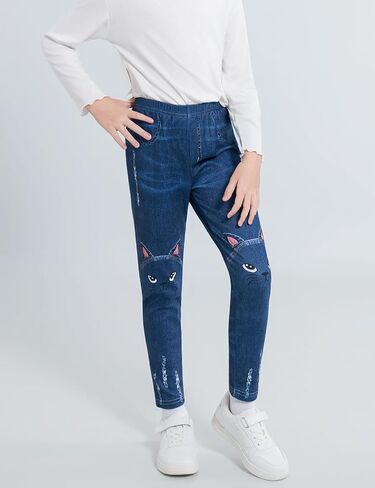 Weixinbuy 3 Pack Girls Leggings Denitive Denim Print Leggings for Kids Bell Burns Pants Girl's Stepressy Pants in Saudi Arabia