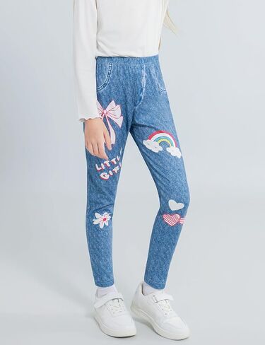 Weixinbuy 3 Pack Girls Leggings Denitive Denim Print Leggings for Kids Bell Burns Pants Girl's Stepressy Pants in Saudi Arabia