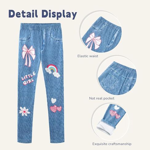 Weixinbuy 3 Pack Girls Leggings Denitive Denim Print Leggings for Kids Bell Burns Pants Girl's Stepressy Pants in Saudi Arabia