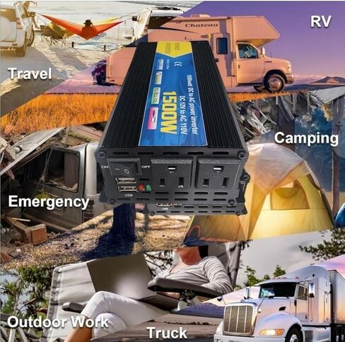 2000W Power Inverter Modified Sine Wave, 12V to 110 Volts, AC Outlets, One USB Ports (2.4 Amp) Hardwire Kit Including for Car Truck RV Outdoor, Camping, Boat, Home,Office (2000, Volts) in Saudi Arabia
