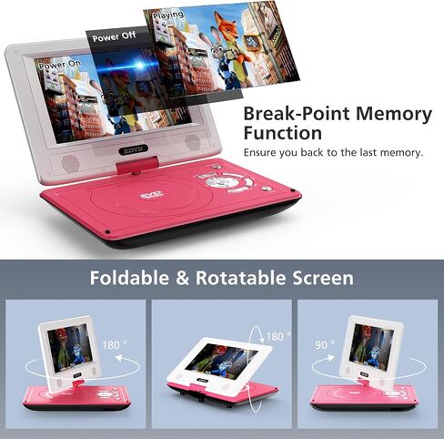 11.5" Portable DVD Player for Kids and Car, 9.5" Swivel HD Screen with 4-6 Hours Built-in Battery, Support Sync Screen to TV, Support SD Card/USB/Multiple Disc Formats (Black) in Saudi Arabia
