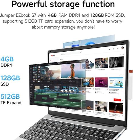 كمبيوتر محمول Jumper، شاشة 16 بوصة FHD IPS 1200p، معالج 5305U، ذاكرة الوصول العشوائي 4 جيجابايت 128 جيجابايت EMMC، اشتراك Office 365 لمدة عام، كمبيوتر محمول مع نظام التشغيل Windows 11، 2 مكبرات صوت ستيريو، HDMI. in Saudi Arabia