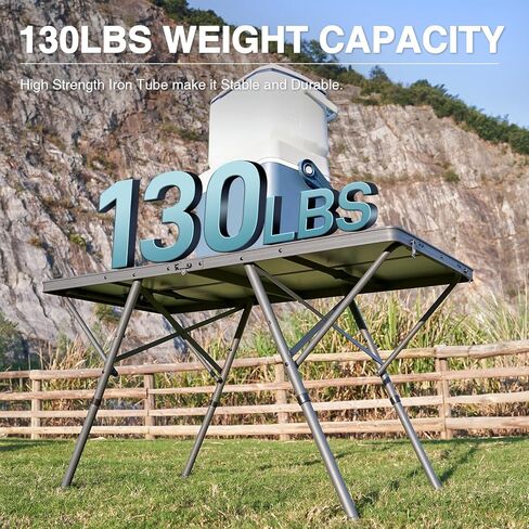 EVER ADVANCED Camping Table, Fold up Lightweight, 4-6 Person Portable Roll up Aluminum Table with Carry Bag for Outdoor, Support Up to 110LBS, Black in Kuwait
