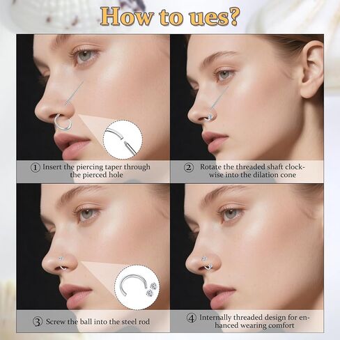 Longita 6mm 7mm 18g Horseshoe Nose Ring for Women Double Gem Horse Shoe Nose Ring Hoop Surgical Steel Silver Cartilage Helix Tragus Earring Hoops Labret Lip Piercing Jewelry Small Septum Rings 18g in Saudi Arabia