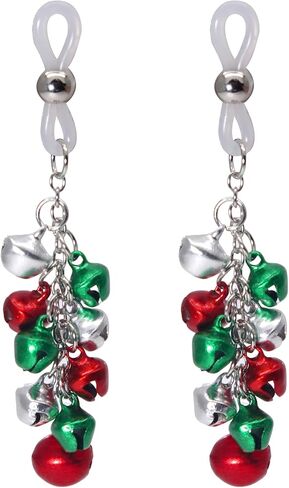 Jingle Bell Dangle Fake Rings Body Jewelry Non Piercing Red Green Ball Bead Tassels Women Christmas Party Gifts in Kuwait