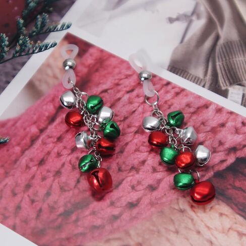 Jingle Bell Dangle Fake Rings Body Jewelry Non Piercing Red Green Ball Bead Tassels Women Christmas Party Gifts in Kuwait