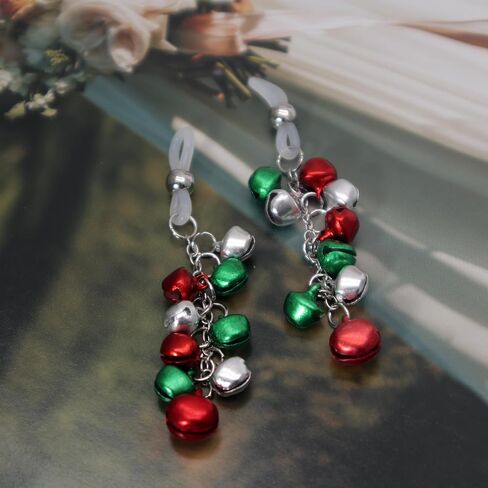 Jingle Bell Dangle Fake Rings Body Jewelry Non Piercing Red Green Ball Bead Tassels Women Christmas Party Gifts in Kuwait