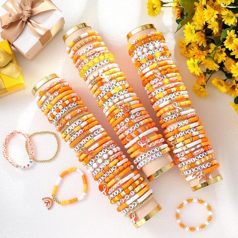 96 Pieces Pink Ribbon Breast Cancer Awareness Bracelet for Women Adjustable Hope Fight Courage Bracelets Bulk Ribbon Beaded Bracelets Set for Woman Gift Party Favors in Saudi Arabia