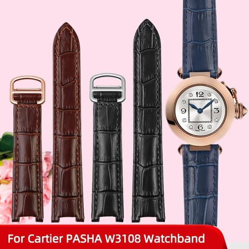 18 * 10mm 20 * 12mm جلد البقر حزام مقعر مقعر سوار أسود أسود سوار قابل للطي لـ wspa0009 watchband in Kuwait