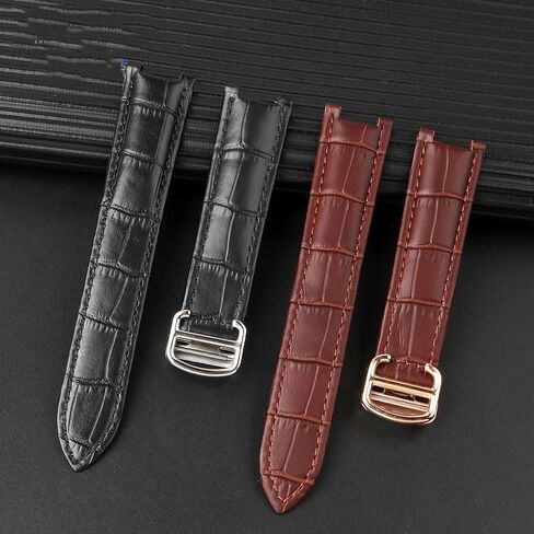 18 * 10mm 20 * 12mm جلد البقر حزام مقعر مقعر سوار أسود أسود سوار قابل للطي لـ wspa0009 watchband in Kuwait