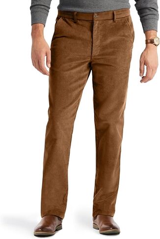 PLEPAN Mens Corduroy Pants - Classic Fit Stretch Elastic Waist Dress Pant in Saudi Arabia