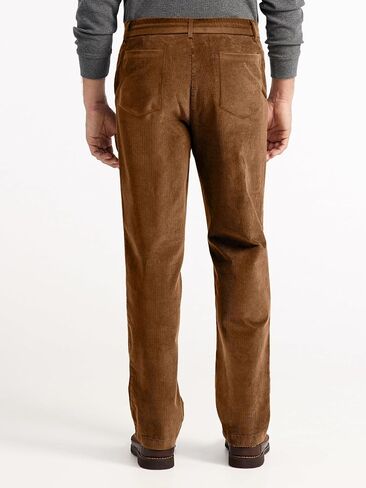 PLEPAN Mens Corduroy Pants - Classic Fit Stretch Elastic Waist Dress Pant in Saudi Arabia