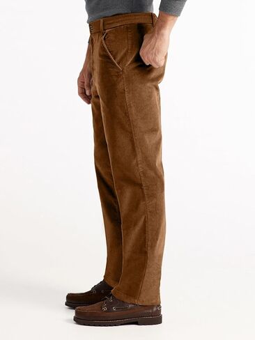PLEPAN Mens Corduroy Pants - Classic Fit Stretch Elastic Waist Dress Pant in Saudi Arabia