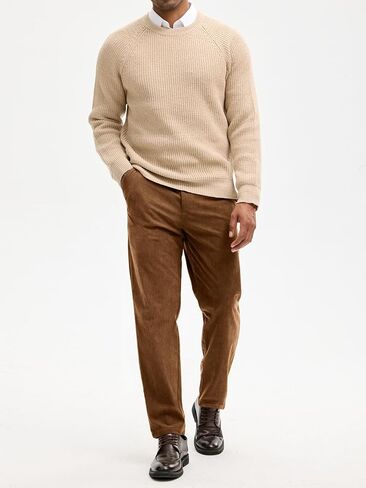 PLEPAN Mens Corduroy Pants - Classic Fit Stretch Elastic Waist Dress Pant in Saudi Arabia