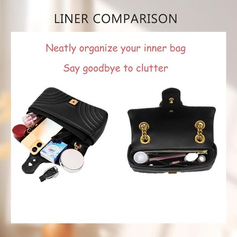 Doxo Purse Organizer Insert Compatible with GG Marmont Small Shoulder Bag, Custom Fit Inside Premium Bag Organizer Lightweight Purse Insert with Zipper, Handbag & Tote Shaper, Black/S in Saudi Arabia