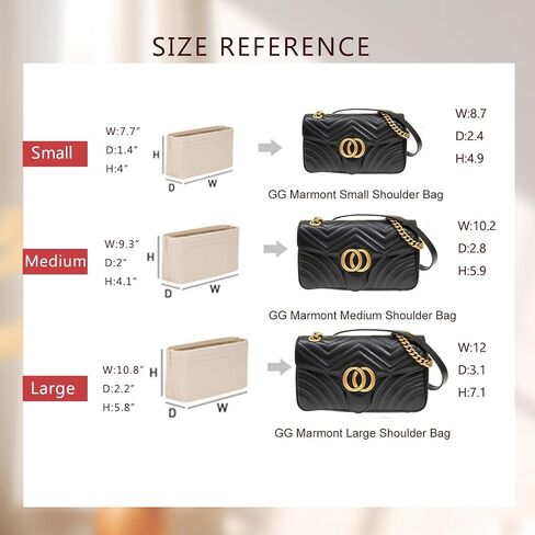 Doxo Purse Organizer Insert Compatible with GG Marmont Small Shoulder Bag, Custom Fit Inside Premium Bag Organizer Lightweight Purse Insert with Zipper, Handbag & Tote Shaper, Black/S in Saudi Arabia