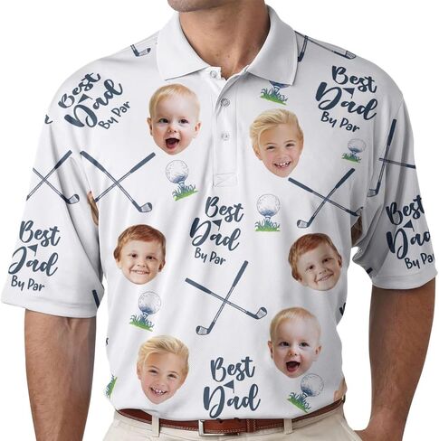 Custom Dad Polo Shirt with Kids Face, Personalized Golf Polo, Fathers Day Shirt Gift for Dad, Daddy, Grandpa in Saudi Arabia