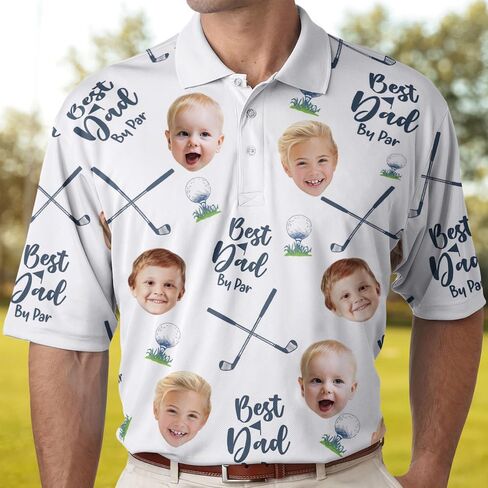 Custom Dad Polo Shirt with Kids Face, Personalized Golf Polo, Fathers Day Shirt Gift for Dad, Daddy, Grandpa in Saudi Arabia
